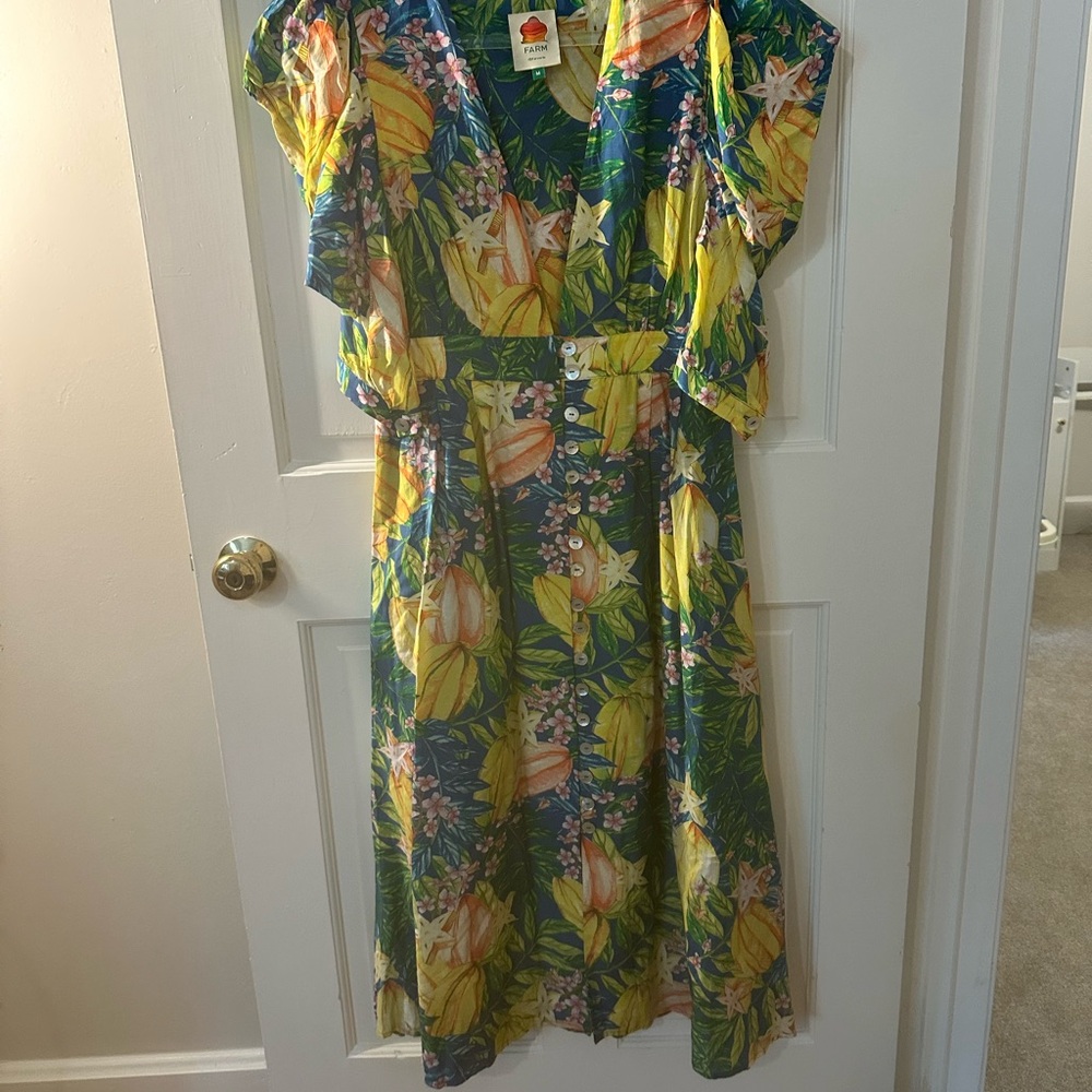 FARM Rio Tropical Floral Puff-Sleeve Midi Dress - Picture 2 of 9